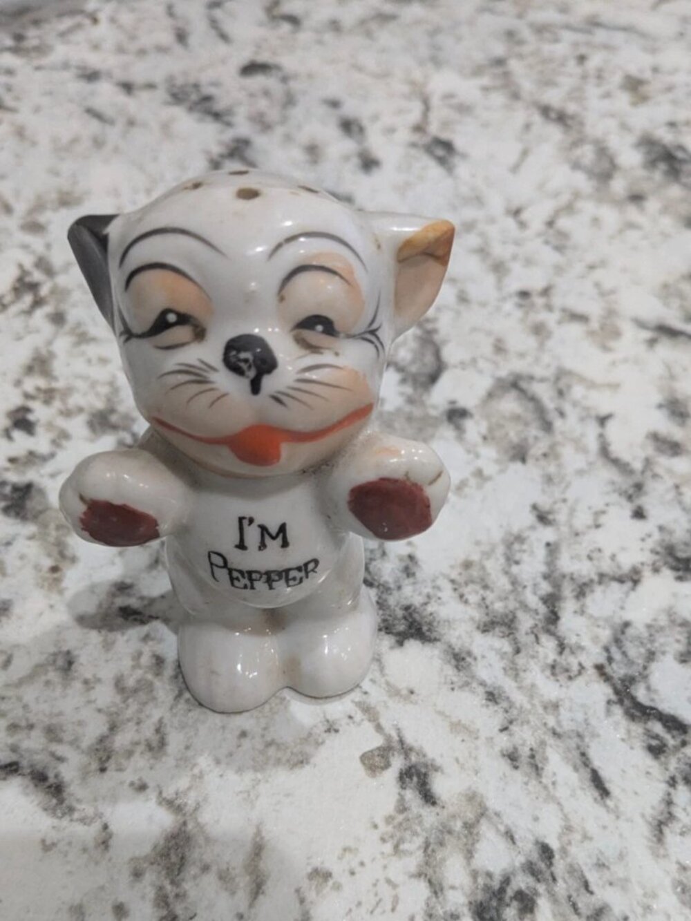 Vintage Anthropomorphic Dog Pepper Shakers Ceramic Japan 1950s